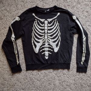 Black Skeleton Print Long Sleeve Shirt
